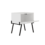 Прикроватная тумба белая с откидной резной дверцей на 4-х металлических ножках NAIVE NIGHTSTAND WHITE варинант исполнения - 1 | Loft Concept в Перми