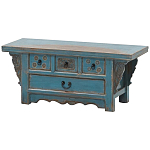 Деревянная ТВ-тумба в китайском стиле с 4-мя ящиками и резным декором голубая Luo Chinese TV Stand Blue варинант исполнения - 2 | Loft Concept в Перми