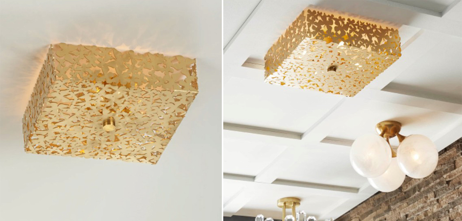Светильник квадратный с золотыми бабочками Tommy Mitchell Square Butterfly Flush-Mount Light Светильник квадратный с золотыми бабочками Tommy Mitchell Square Butterfly Flush-Mount Light - Loft-Concept в Перми