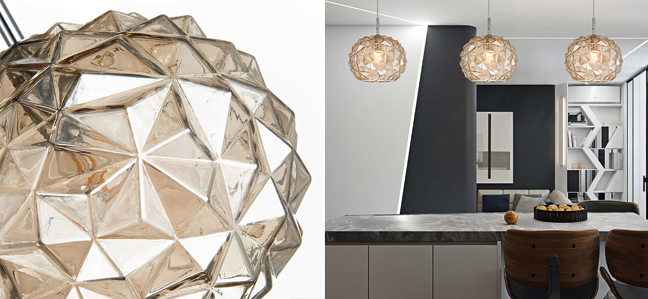 Подвесной светильник коньячного цвета Geometry Glass Подвесной светильник коньячного цвета Geometry Glass - Loft-Concept в Перми