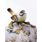 Шкатулка фиолетового цвета с рисунком бабочек и крышкой с фигуркой птицы на ветке Eden Garden варинант исполнения - 4 | Loft Concept в Перми