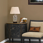 Настольная лампа с фарфоровым основанием нежно голубого цвета с золотистым цветочным рисунком и бежевым плиссированным абажуром Elstead Lighting варинант исполнения - 5 | Loft Concept в Перми