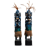 Комплект из 2-х деревянных статуэток Asmat Statuettes Dark Blue варинант исполнения - 1 | Loft Concept в Перми