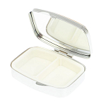 Таблетница карманная прямоугольная с 2-мя отделениями с зеркалом и накладкой из натурального камня Жадеит Silver Stone Pillboxes варинант исполнения - 3 | Loft Concept в Перми