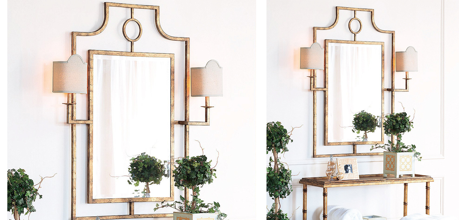 Зеркало с бра Mirror with Sconces Dairile Gold Зеркало с бра Mirror with Sconces Dairile Gold - Loft-Concept в Перми
