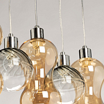 Люстра с 3-мя плафонами волнообразной формы цвета янтарь и 2-мя прозрачными шарообразными плафонами Lucid Rain  варинант исполнения - 8 | Loft Concept в Перми