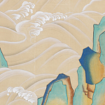 Обои ручная роспись Matsushima Waves Kano on Edo Straw India tea paper варинант исполнения - 2 | Loft Concept в Перми