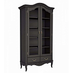 Шкаф книжный черный из массива бука со стеклянными дверцами и 5-ю полками Black Provence варинант исполнения - 1 | Loft Concept в Перми
