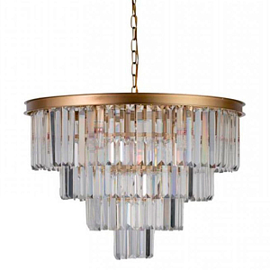 Круглая Люстра RH 1920s Odeon GOLD iron Four Layers Серое Прозрачное диаметр 60 см