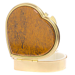 Таблетница карманная в форме сердца с 3-мя отделениями с зеркалом и накладкой из натурального камня Яшма Змеиная Gold Stone Pillboxes варинант исполнения - 2 | Loft Concept в Перми