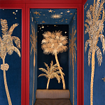 Обои с вышивкой ручной работы Deco Palms Original colourway on velvet варинант исполнения - 1 | Loft Concept в Перми