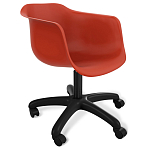 Стул пластиковый красного цвета на колесиках с подъемно-поворотным механизмом Eames Red варинант исполнения - 1 | Loft Concept в Перми