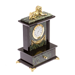 Часы настольные с декором в виде льва из натурального камня Нефрит Lion Stone Clock варинант исполнения - 2 | Loft Concept в Перми
