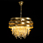 Люстра цвета матового золота с металлическими лентами и длинными прозрачными подвесками Gilded Waves варинант исполнения - 3 | Loft Concept в Перми