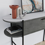 Консоль напольная серая с выдвижным ящиком и 2-мя полками с белой столешницей OTIS CONSOLE RETRO GRAY варинант исполнения - 4 | Loft Concept в Перми