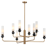 Люстра на штанге с 8-ю цилиндрическими матовыми плафонами и шарами из камня Orb Essence варинант исполнения - 5 | Loft Concept в Перми