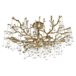 Потолочная люстра в виде ветвей деревьев золотого цвета с прозрачными подвесками-каплями Droplet Chandelier варинант исполнения - 3 | Loft Concept в Перми