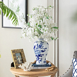Ваза с бело-синей росписью и изображением цветов Blue & White Ornament варинант исполнения - 5 | Loft Concept в Перми