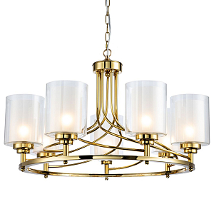 Люстра с двойными плафономи Gold Helix 7 ламп