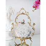 Конфетница с бронзовой ручкой и фарфоровой птичкой на крышке Eden Garden варинант исполнения - 4 | Loft Concept в Перми