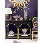 Чаша из прозрачного стекла на бронзовой подставке в виде павлина с рельефным хвостом Eden Garden варинант исполнения - 6 | Loft Concept в Перми