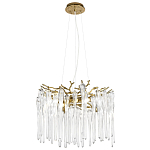 Люстра подвесная круглая в виде ветвей деревьев бронзового цвета с прозрачными подвесками-каплями Droplet Chandelier варинант исполнения - 3 | Loft Concept в Перми