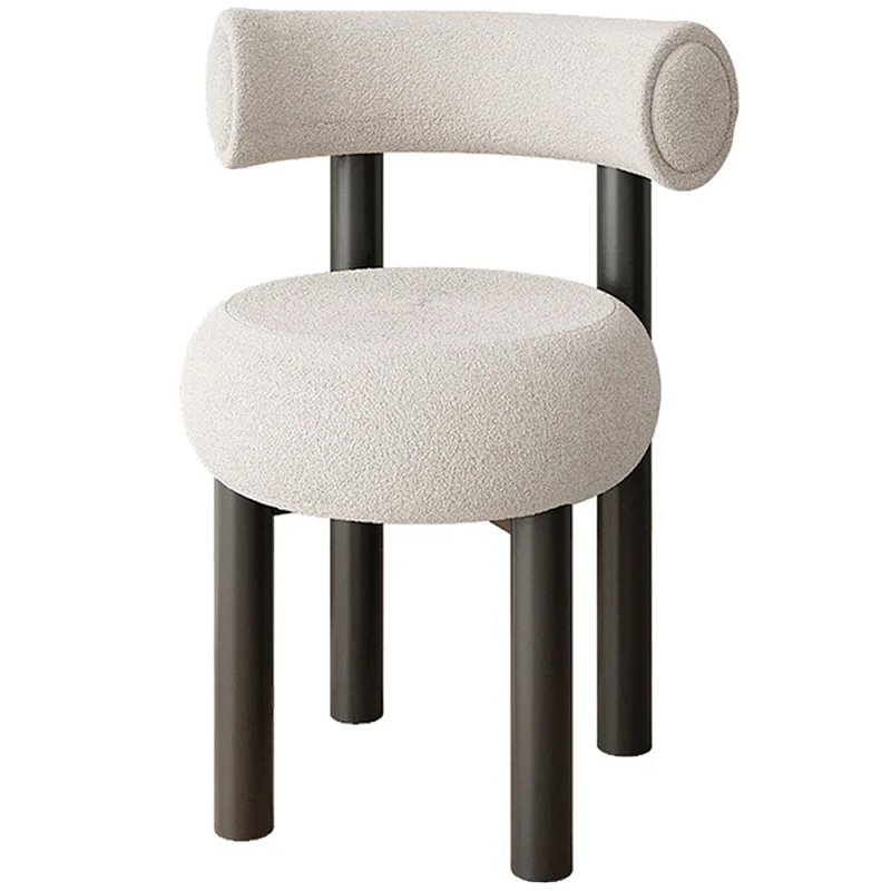 Стул с обивкой букле Pierres Grey Boucle Chair Серый Черный в Перми | Loft Concept 