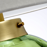 Настольная лампа с шарообразным прозрачным основанием из цветного переработанного стекла и белым цилиндрическим абажуром Elstead Lighting варинант исполнения - 2 | Loft Concept в Перми