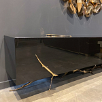 Дизайнерский комод чёрный глянцевый с основанием в виде золотых ветвей Meta Credenza  варинант исполнения - 3 | Loft Concept в Перми