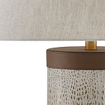 Настольная лампа с тканевым абажуром и основанием из кожи Leather Column варинант исполнения - 1 | Loft Concept в Перми