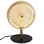 Настольная лампа с плафоном из рельефного стекла Peony Glass Bronze  варинант исполнения - 2 | Loft Concept в Перми