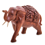 Статуэтка из дерева суар в виде слона в традиционном облачении Elephant in blanket варинант исполнения - 1 | Loft Concept в Перми