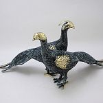 Статуэтка бронзовая пара Павлины синие Bronze Birds варинант исполнения - 1 | Loft Concept в Перми