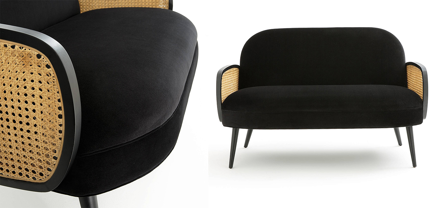 Диван Morten Wicker Black Sofa Черный Диван Morten Wicker Black Sofa Черный - Loft-Concept в Перми