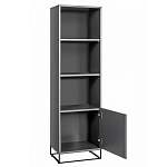 Стеллаж книжный цвета графит с 3-мя открытыми полками и дверкой Strict Lines варинант исполнения - 2 | Loft Concept в Перми