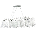 Линейная люстра с круглыми хрустальными подвесками Fairytree Chrome Crystal Branches Linear Chandelier варинант исполнения - 1 | Loft Concept в Перми