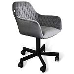 Стул с мягкой серой обивкой из велюра и подъемно-поворотным механизмом на черных колесиках Harper Gray варинант исполнения - 1 | Loft Concept в Перми