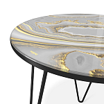 Стол журнальный c круглой столешницей из стекла серого цвета Gray and Gold Marble варинант исполнения - 3 | Loft Concept в Перми