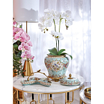 Блюдо из голубого фарфора с бронзовой ручкой в виде ветки Blue Garden варинант исполнения - 4 | Loft Concept в Перми