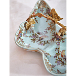 Блюдо из голубого фарфора с бронзовой ручкой в виде ветки Blue Garden варинант исполнения - 6 | Loft Concept в Перми