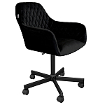 Стул с мягкой черной обивкой из велюра и подъемно-поворотным механизмом на колесиках Harper Black варинант исполнения - 1 | Loft Concept в Перми