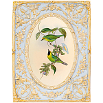 Декоративный постер с изображением птиц в раме с рельефным растительным узором Blooming Birds Poster варинант исполнения - 8 | Loft Concept в Перми