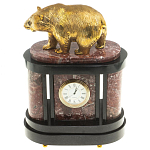 Часы настольные бронзовые с декором в виде медведя Bear Stone Clock варинант исполнения - 4 | Loft Concept в Перми