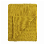 Плед из хлопка жемчужной вязки горчичного цвета Waffle Comfort варинант исполнения - 1 | Loft Concept в Перми