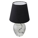 Настольная лампа с черным тканевым абажуром и фактурным прозрачным основанием Black Cone варинант исполнения - 1 | Loft Concept в Перми