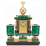 Настольный письменный набор из малахита и долерита с декором в виде герба России Leader Organizer варинант исполнения - 3 | Loft Concept в Перми