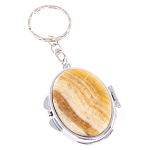 Зеркало брелок карманное двухстороннее из натурального камня Оникс Silver Stone Mirrors варинант исполнения - 1 | Loft Concept в Перми