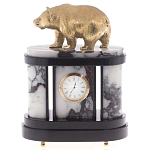 Часы настольные бронзовые с декором в виде медведя Bear Stone Clock варинант исполнения - 1 | Loft Concept в Перми