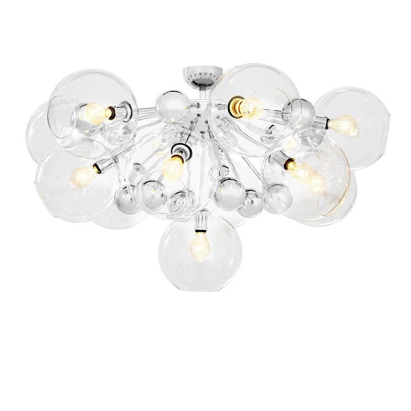 Потолочный светильник Eichholtz Ceiling Lamp Soleil Nickel Никель Прозрачное Стекло в Перми | Loft Concept 