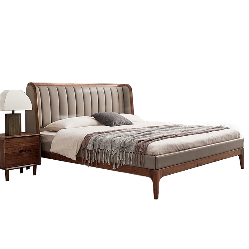 Кровать двуспальная с мягким изголовьем Moon Walnut Bed Орех Кровать двуспальная с мягким изголовьем Moon Walnut Bed Орех в Перми | Loft Concept